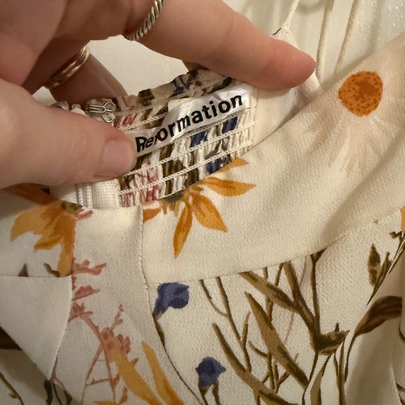 Reformation Cream Floral Mini Dress with Yellow and Purple Accents - Picture 3 of 3